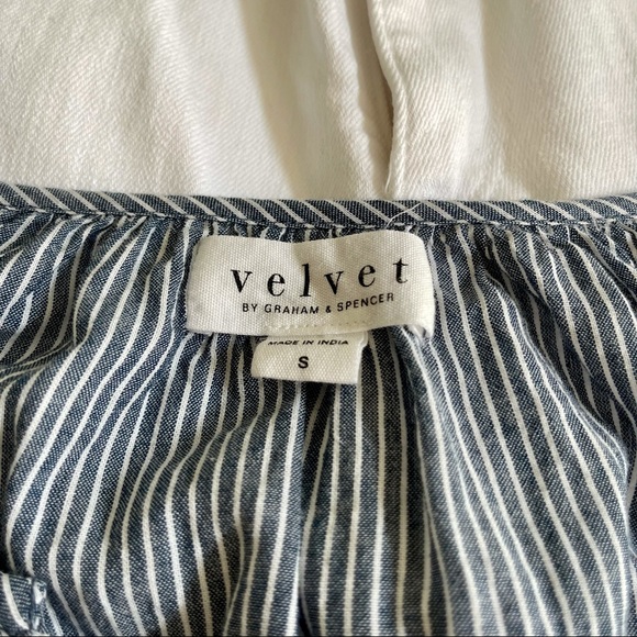 Velvet Embroidered Chambray Top Blue Sz S - Picture 5 of 9